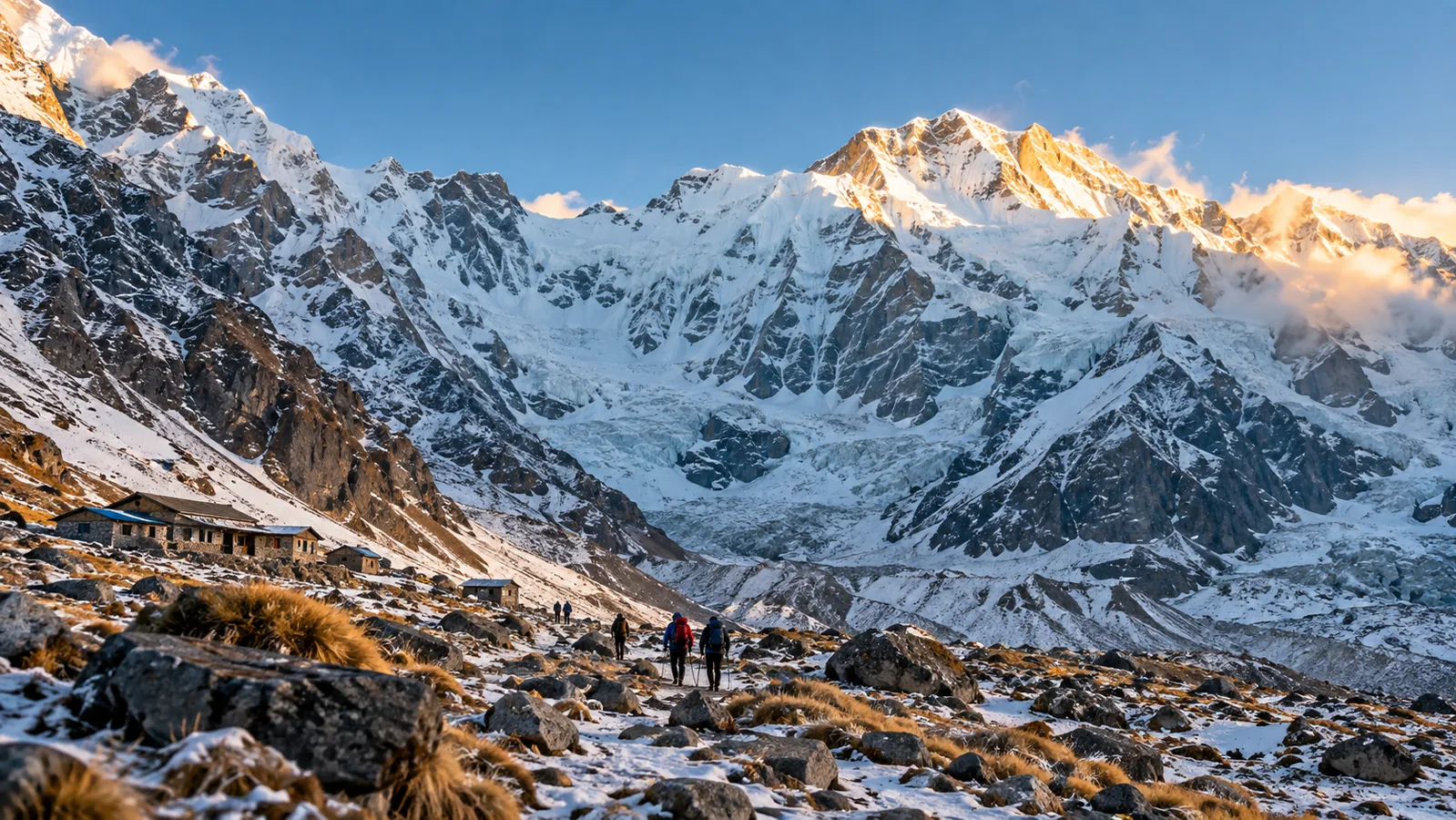 AI-generated editorial depiction of the Annapurna Base Camp trail in Pokhara