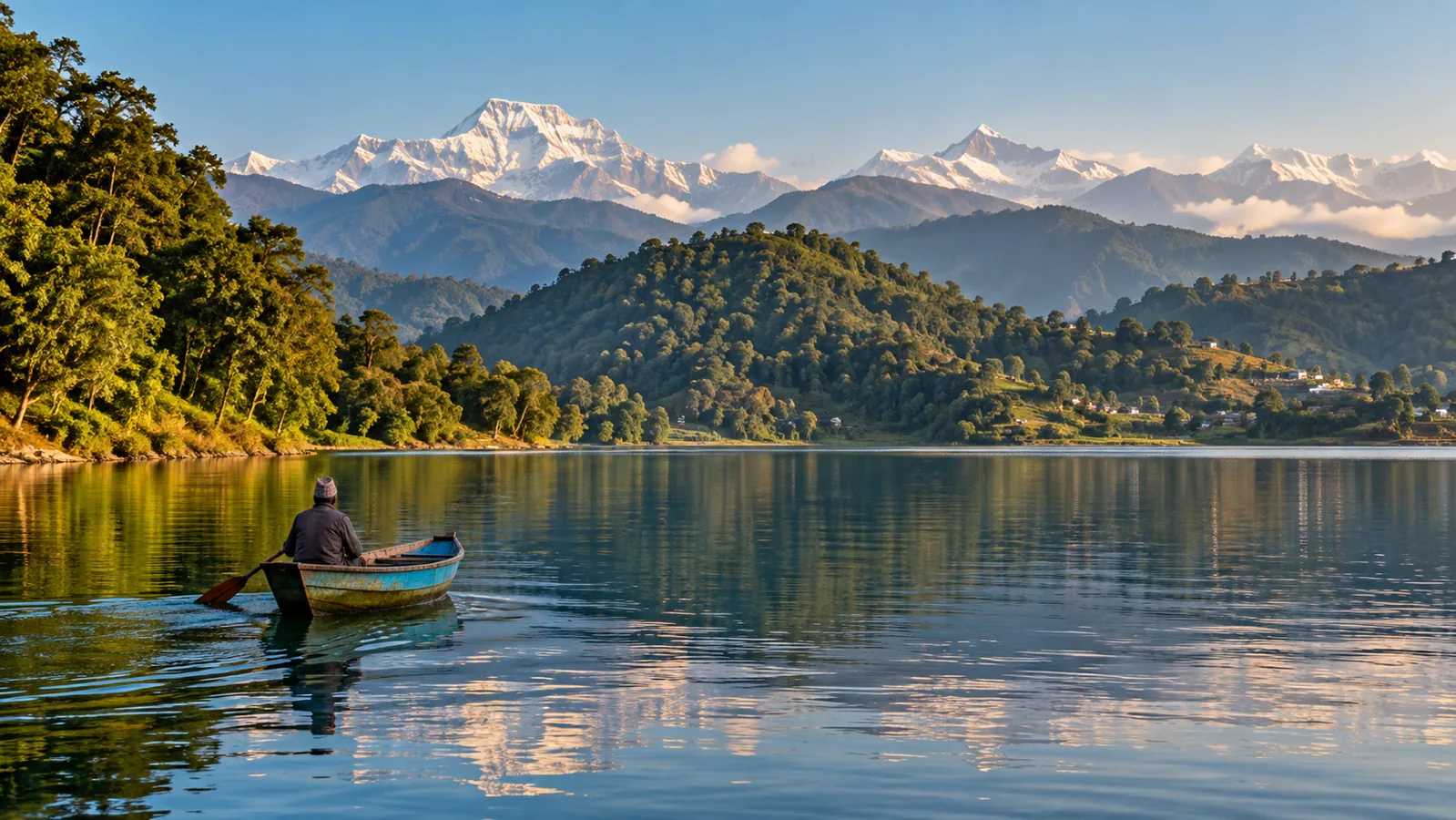 AI-generated editorial depiction of Begnas and Rupa Lakes in pokhara