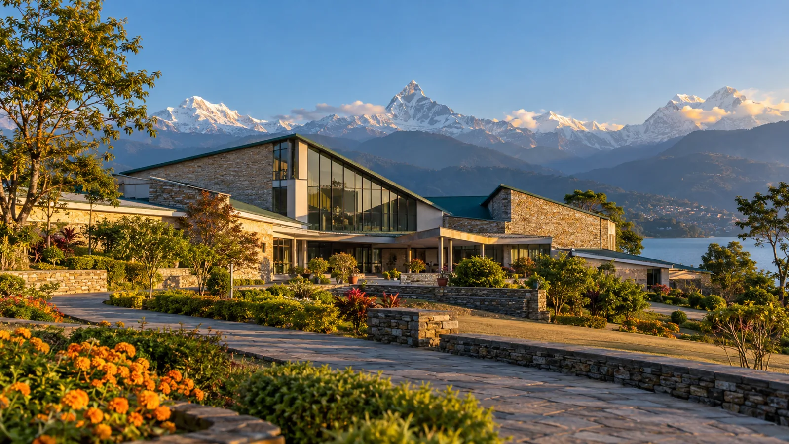 AI-generated editorial depiction of International Mountain Museum in pokhara