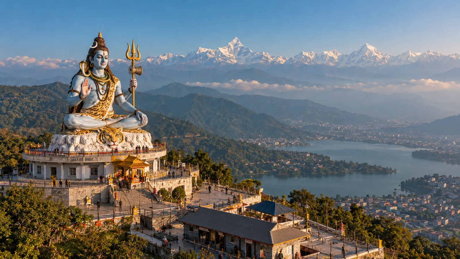 AI-generated editorial depiction of Pumdikot Shiva Statue in pokhara