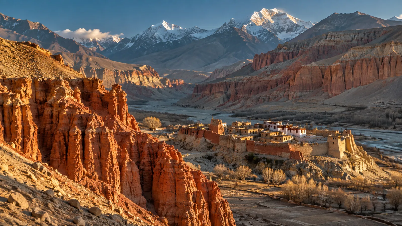 AI-generated editorial depiction of Upper Mustang access in pokhara