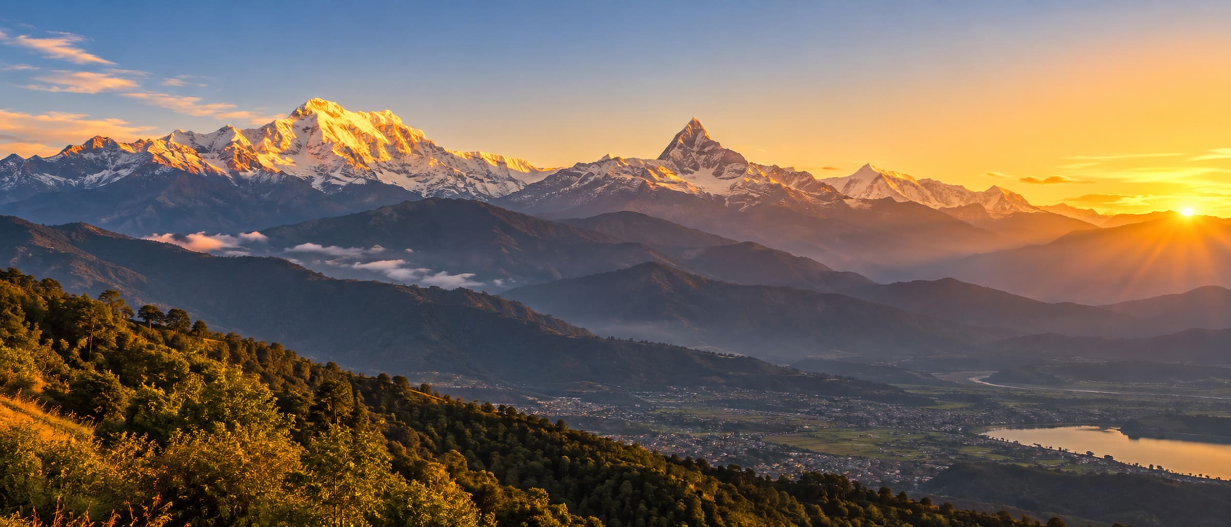 Mountain sunrise from Sarangkot near Pokhara